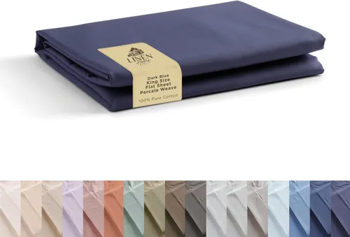 Vista 48 de Sábanas de 100% algodón percal, tamaño individual, 1 sábana encimera, ropa de cama fresca, resistente y transpirable, celeste