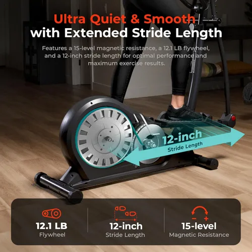 Vista 4 de Sunny Health & Fitness Elliptical Machine with Extended Stride, Ultra Quiet 300 lbs Capacity Cross Training Cardio Fully Body Exercise for Home