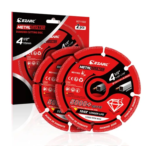 Vista 11 de EZARC Rueda de corte de diamante de 3 x 3/8 pulgadas para metal, rueda de corte con más de 5000 cortes en barras de refuerzo, acero, hierro e INOX