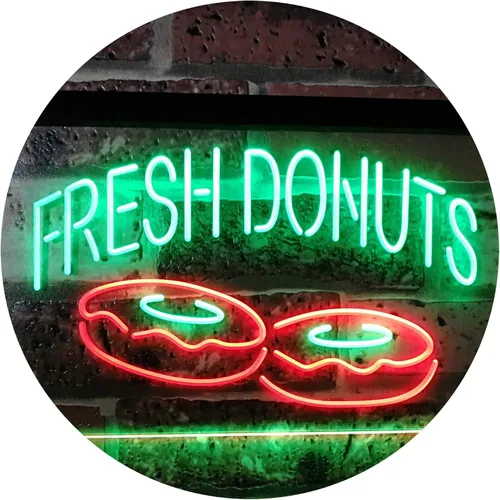 Vista 10 de ADVPRO Fresh Donuts - Letrero de neón LED de doble color, color azul y rojo, 12 x 8.5 pulgadas, st6s32-i2072-br