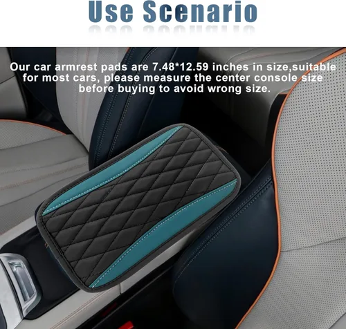 Vista 6 de Funda universal de cuero impermeable para consola central de automóvil, protector de caja de asiento para reposabrazos, accesorios de decoración
