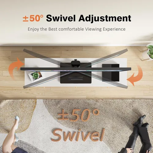 Vista 4 de HT07B-001 - Soporte giratorio universal para televisores de 13 a 32 pulgadas con giro de 100 grados, altura ajustable de 4 niveles, base de vidrio