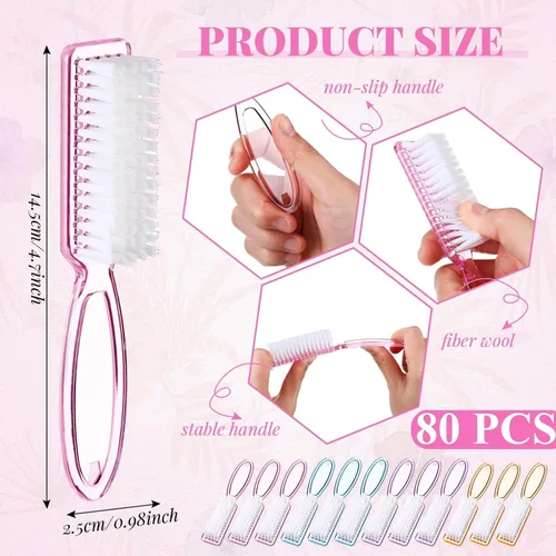 Vista 3 de Patelai Cepillos de uñas para limpiar el mango, cepillo de uñas, cepillo de uñas colorido a granel para uñas de las manos, cepillos de limpieza
