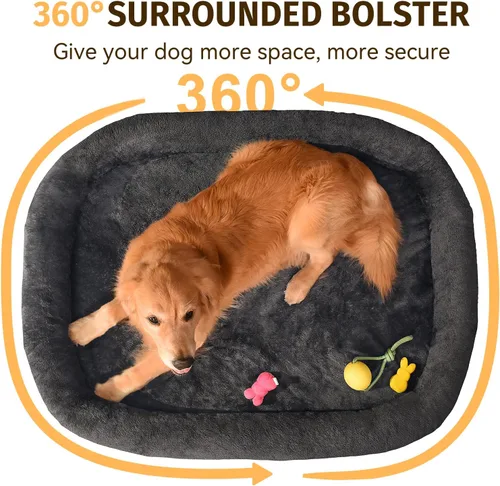 Vista 4 de Cama ortopédica impermeable para perros grandes: cama lavable de espuma viscoelástica con refuerzos - Funda ortopédica extraíble XXL para mascotas