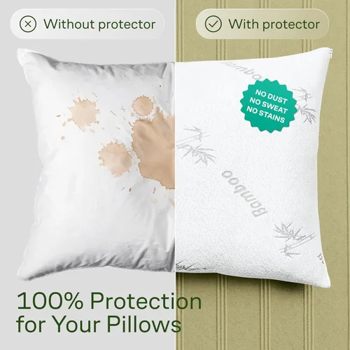 Vista 2 de Protectores de almohada tipo nube con cremallera, tamaño estándar, fundas de almohada transpirables y refrescantes para personas que duermen