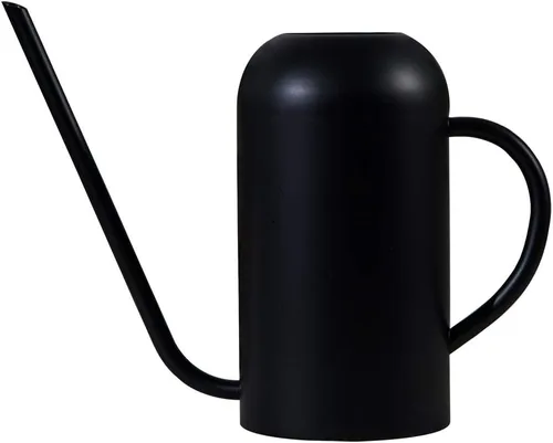 Regadera de metal con boquilla larga de 40 oz/1.3 L, regadera de acero inoxidable para plantas de interior y exterior, negro mate