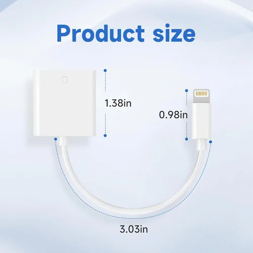 Vista 9 de (Certificado MFi de Apple) Lector de cámara de tarjetas Lightning a SD para iPhone, visor de cámara de rastro, adaptador de lector de tarjetas
