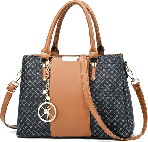 Vista 40 de Bolso y bolsos de mano para mujer, 3 compartimentos con cremallera, bolso de mano de diseñador con asa superior