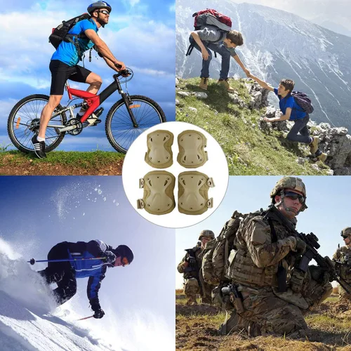 Vista 3 de AOUTACC Almohadillas Protectoras Tácticas de Combate para Rodilla y Codo para Juegos de Paintball CS al Aire Libre, Ciclismo, Seguridad, Equipo