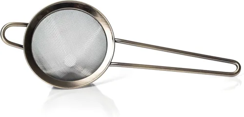 Bull in China Fine Mesh Strainer with Handle - Antique Brass Finish | Bar Hand Strainer | Wire Mesh Cocktail Strainer | Strainer for Bartending