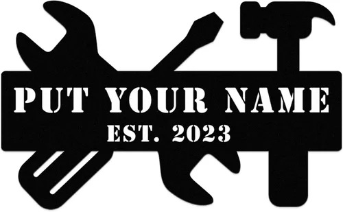 Vista 11 de Personalized Metal Garage Sign - Custom Garage Signs for Men, Metal Dad's Garage Signs, Mechanic Workshop Signs Wall Decor, Custom Garage Signs