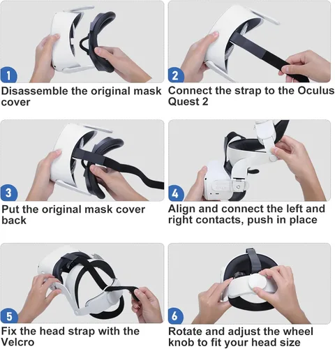 Vista 7 de SUPERUS Correa ajustable para la cabeza Halo compatible con Oculus Quest 2, repuesto para la correa Quest 2 Elite, reduce la presión facial, cómoda