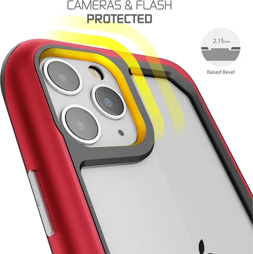 Vista 5 de Ghostek Atomic - Funda delgada para Galaxy Z Flip 4, parte trasera de aramida con parachoques de aluminio rojo, funda protectora de doble capa a