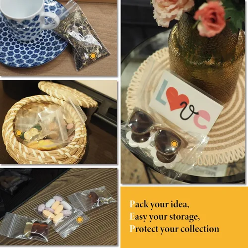 Vista 4 de Bolsas transparentes pequeñas con cremallera, 1000 unidades (1.5 x 2 pulgadas y 2 x 2 pulgadas cada una de 500), bolsas de plástico con cierre