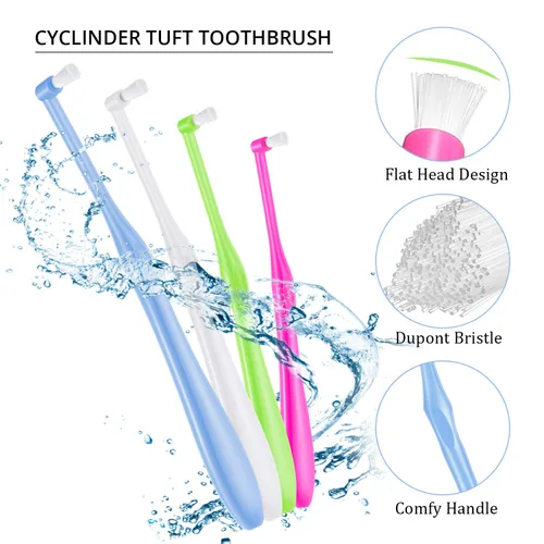 Vista 4 de Boao 6 piezas de cepillo de dientes copetudo, acabado suave, interdental compacto único para limpieza de detalles, cepillo cónico