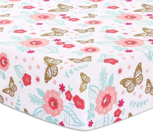 Vista 4 de The Peanutshell Juego de ropa de cama para cuna de bebé de 3 piezas para niñas, juego de cama para recién nacidos, bebés y niños pequeños