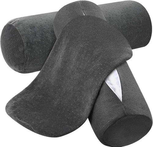 Vista 8 de Remerry 2 fundas de almohada cervical de terciopelo de 16 x 6 pulgadas con cremallera, solo fundas de almohada de cuello redondo, fundas de almohada