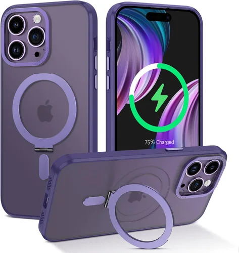 Vista 10 de DUEDUE Funda magnética para iPhone 14, funda para iPhone 13 con soporte invisible [compatible con Magsafe], funda protectora de cuerpo completo