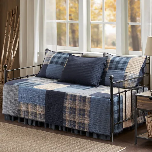 Woolrich - Juego de edredón con diseño de mosaicos, colcha de cabaña para cama de tamaño individual para todas las estaciones, colcha ligera de
