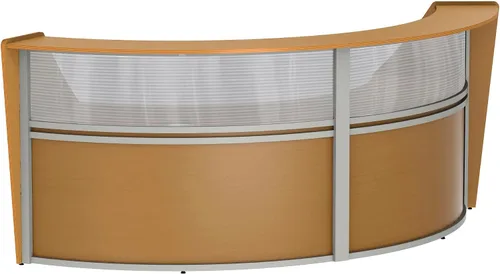 Vista 24 de Linea Italia Oficina curvada, transparente, fácil de montar, mostrador de recepción de 3 paneles para vestíbulo, salón, 142 x 71 pulgadas