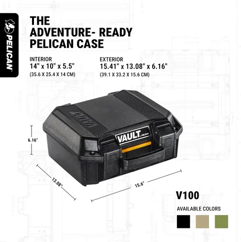 Vista 4 de Pelican Estuche rígido Vault V100 (cámara, pistola, equipo, gear)
