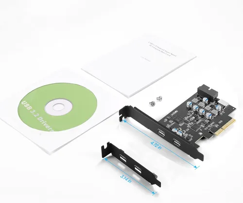 Vista 7 de Tarjeta PCIE USB C de 10 Gbps con tipo E interno a tipo C y tarjeta de expansión de cabezal USB de 19 pines, adaptador de panel frontal PCI Express
