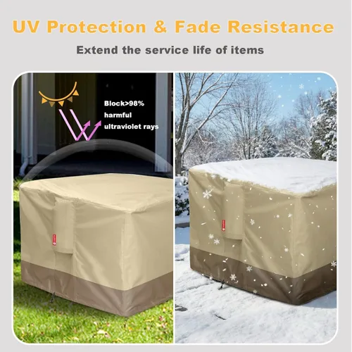Vista 6 de SheeChung - Funda cuadrada para hoguera de 28 pulgadas de largo x 28 pulgadas de ancho x 25 pulgadas de alto, resistente al agua, 600D
