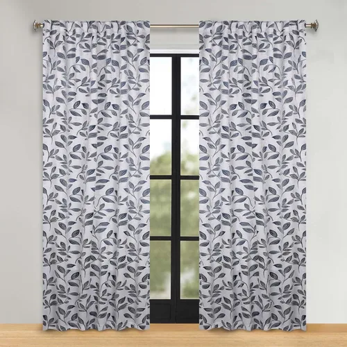 Vista 58 de Superior Cortinas opacas, oscurecimiento de la habitación para dormitorio, bloqueo solar, térmicas, cortinas bohemias modernas, colección de hojas