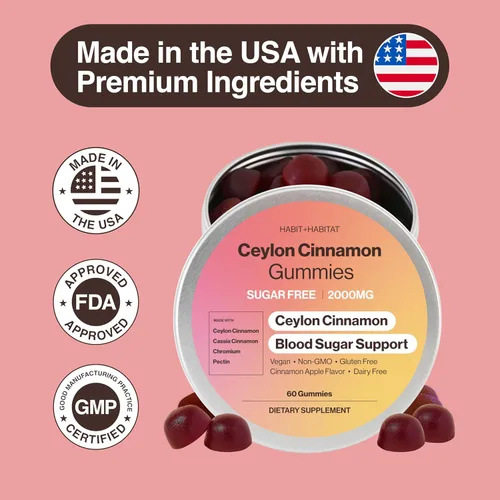 Vista 5 de Ceilán - Gomitas de canela - 2000 mg de canela complejo de cromo en latas sin plástico - Sin gluten vegano