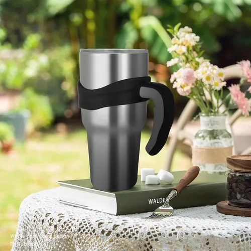 Vista 6 de Mango de vaso de 30 onzas, antideslizante para vasos de acero inoxidable, adecuado para trail, Sic, Yeti, Ozark y más tazas de 30 onzas (negro)