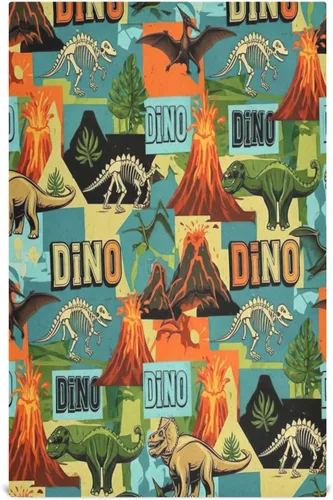 Retro Dinosaur S Dish Towels Set, 28x18 Decorative Polyester Hand Towels