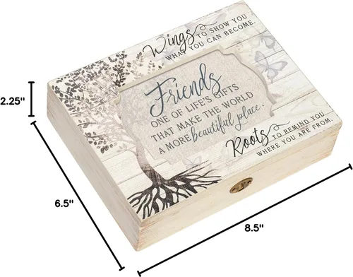 Vista 5 de Cottage Garden Friends Make World Beautiful Tree Decoupage Music Box Plays That's What Friends are for
