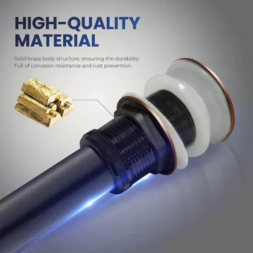 Vista 5 de Tapón de drenaje desplegable para fregadero de baño, drenaje desplegable sin desbordamiento (bronce aceitado)