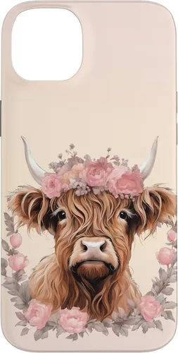 Vista 15 de Funda bohemia para iPhone 16 con diseño de vaca escocesa de las tierras altas, color rosa