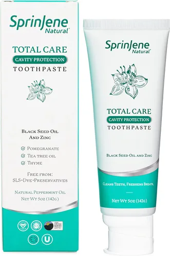 Vista 9 de SprinJene Sensibilidad natural y pasta de dientes con flúor de encías, alivio de dientes sensibles y protección de caries, pasta de dientes natural