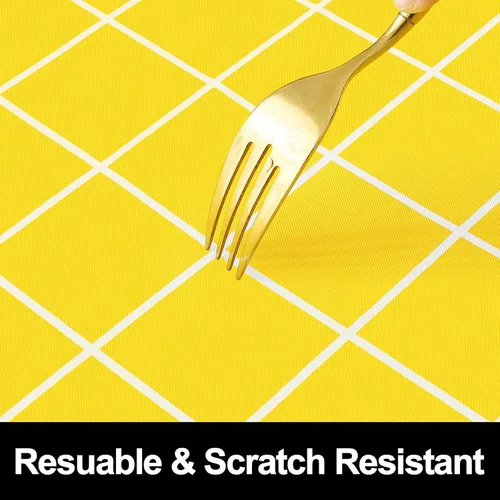 Vista 129 de Mantel rectangular, manteles de plástico elásticos ajustables con parte trasera de franela para mesas de 4 pies, manteles de vinilo impermeables