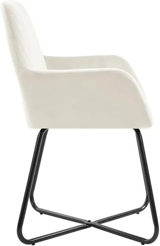 Vista 5 de Cream Velvet Dining Chairs Set of 4 Ergonomic Modern Design with Powder Coated Steel Frame for Dining Room Kitchen and Living Room