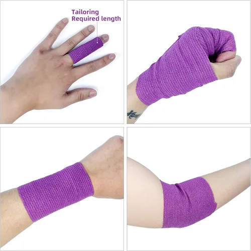 Vista 3 de Paquete de 8 vendajes autoadhesivos de 4 pulgadas x 5 yardas, varios colores, vendaje elástico cohesivo atlético para envoltura veterinaria