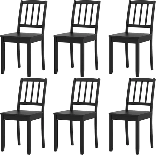 Vista 8 de NAFORT Juego de 2 sillas de comedor de madera, color negro, sillas de cocina sin brazos con marco de madera de goma maciza, almohadillas