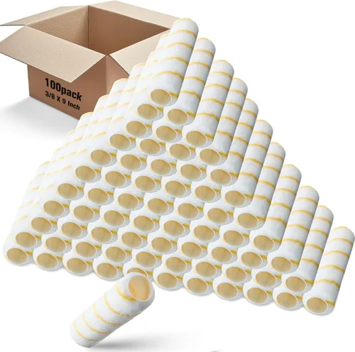 Vista 7 de 100 cubiertas de rodillo de pintura de 1/2 x 9 pulgadas, cubiertas de rodillo de pintura de microfibra para siestas para rodillo de pintura