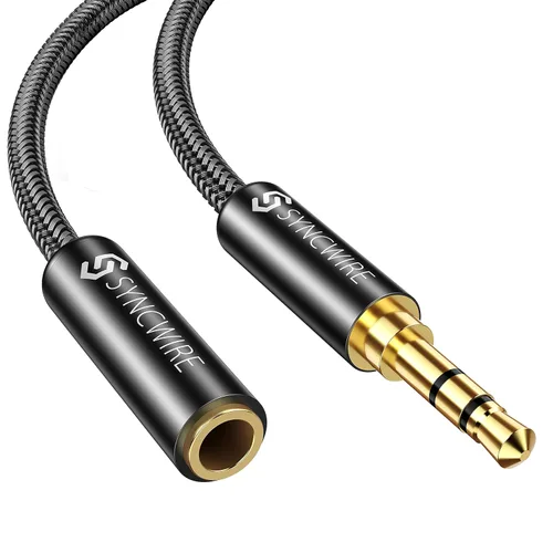 Syncwire - Cable de extensión para auriculares - 6 pies [Sonido Hi-Fi][Conector chapado en oro][TRS] Cordón de extensión de audio macho a hembra de