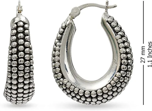 Vista 6 de LeCalla Paquete de aretes de plata de ley Juego antiguo de 2 pares de aros para mujer, Plata de ley