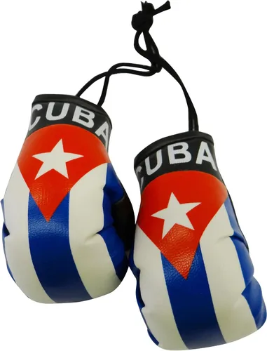 Mini guantes de boxeo con bandera de país de Cuba para colgar sobre el espejo de tu automóvil