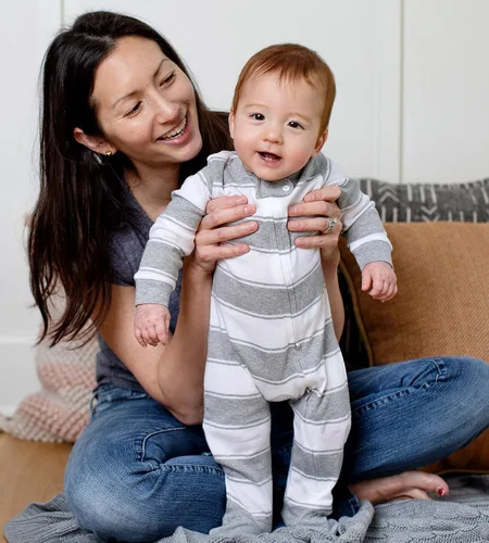 Vista 4 de Burt's Bees Baby - Pijama de una pieza (enterizo) de bebé de 100% algodón orgánico con cremallera frontal, para dormir