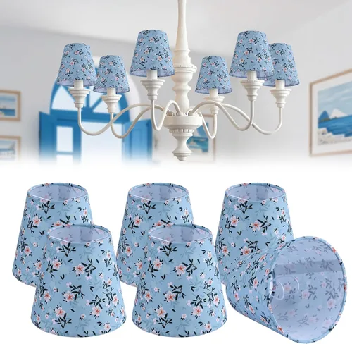 Vista 10 de YISUN Cortinas de araña de cristal, pantalla minilámpara, con clip, apto para lámpara de pared Droplight, candelabro de vela (negro, juego de 6)