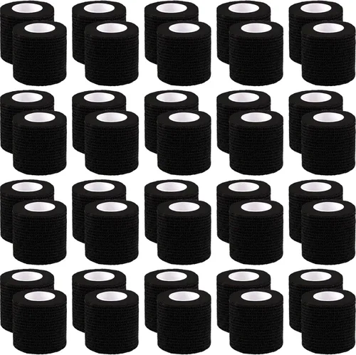 Vista 13 de BQTQ 40 rollos de vendaje autoadhesivo, vendaje negro de 1 pulgada, vendaje autoadhesivo para esguinces de hinchazón de muñeca y tobillo