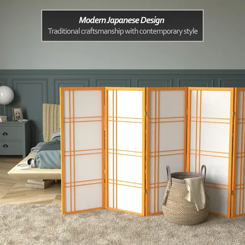 Vista 66 de Pantalla Shoji corta de doble cruz de 4 pies - Negro - 6 paneles