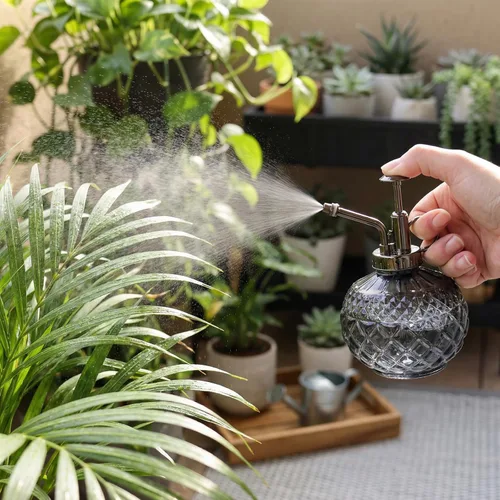 Vista 4 de OFFIDIX Plant Mister, Botella de spray de vidrio vintage, Flor Mister 300ML Botella pequeña de riego con bomba de plástico en la parte superior