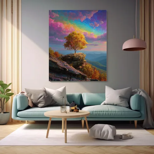 Vista 10 de VOCBAN Tree Minimalist Abstract Botanical Prints Scenery Canvas Wall Art Print Paintings Modern Landscape Pictures Wall Decor Canvas Painting blue