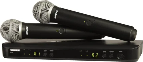 Vista 9 de Sistema de micrófono inalámbrico Shure BLX288/PG58 - Vida de batería de 14 horas, rango de 300 pies, UHF Incluye (2) micrófonos vocales de mano
